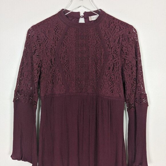 Altar'd State Maroon Lace Mini Dress Women's Medium - Picture 3 of 12